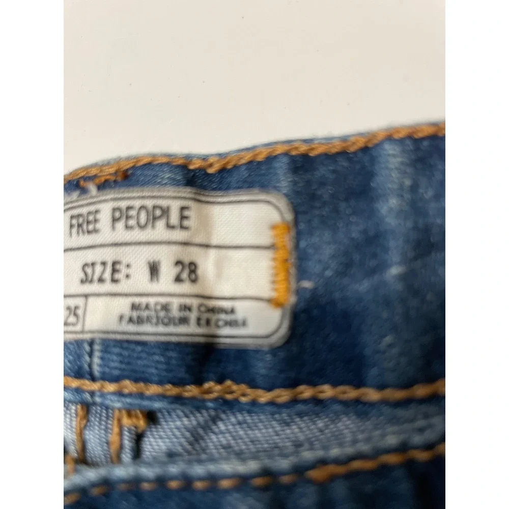 Free People Womens Distressed Skinny Jeans Blue Denim Low Rise Size 28